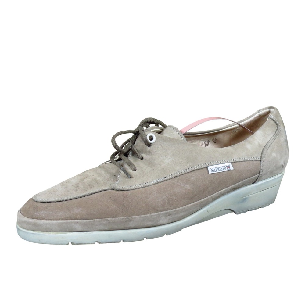 Mephisto Runoff Air Jet Womens Walking Shoes Size 10 Taupe Leather Lace-Up